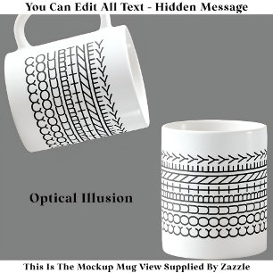 Tasse à nom d'illusion optique 114B Texte caché de