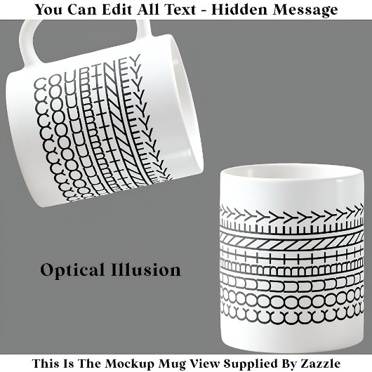 Tasse à nom d'illusion optique 114B Texte caché de