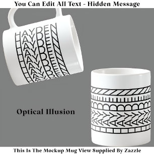 Tasse à nom d'illusion optique 114B Texte caché mo