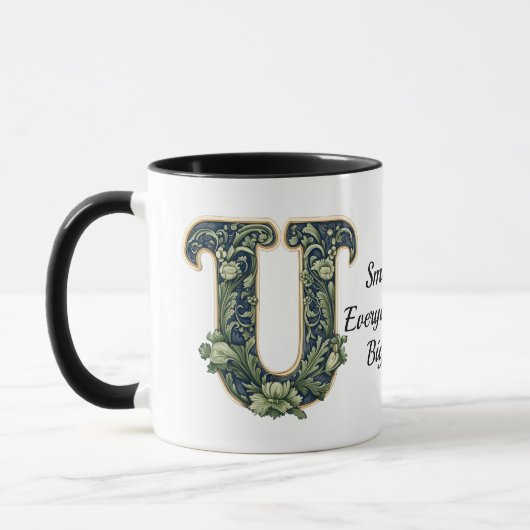 Tasse à nom personnalisé avec monogramme de feuill (Gauche)