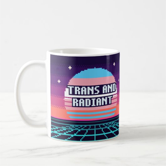Tasse à pixels Fierté trans et radiante (Gauche)