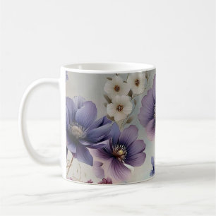 Tasse à thé à fleurs violettes de style peint à la