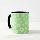 Tasse à thé aux fleurs vertes et blanches avec poi (Devant gauche)
