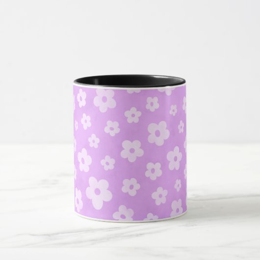Tasse à thé aux fleurs violettes et blanches avec (Centre)