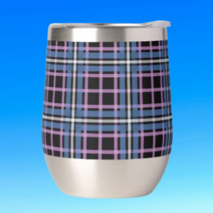 Tasse à vin sans pied à carreaux – Bleu et lavande