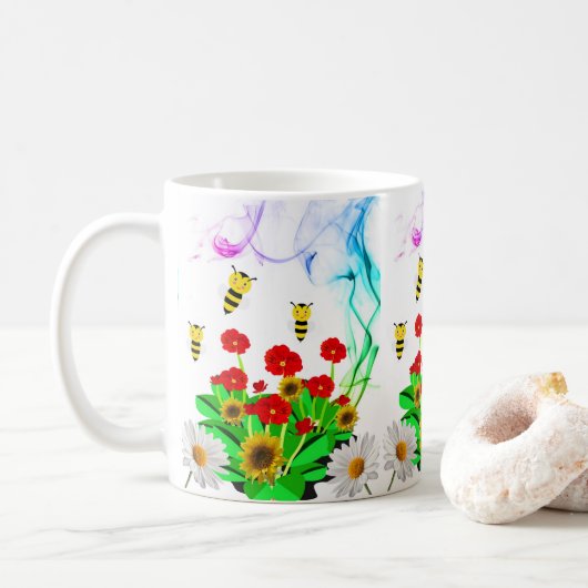 Tasse abeille florale Bumblebee (Avec donut)