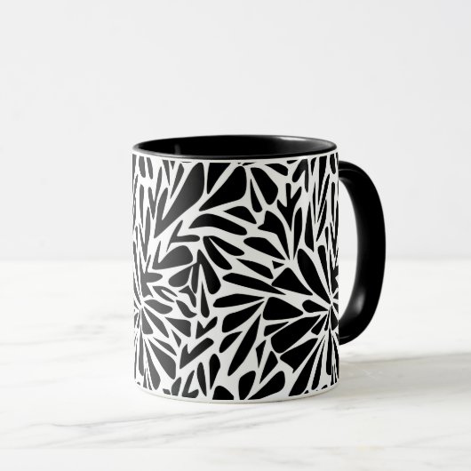 Tasse Abstrait moderne sans couture monochrome flo (Devant droit)
