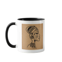 Tasse abstraite de visage tribal africain | Ligne