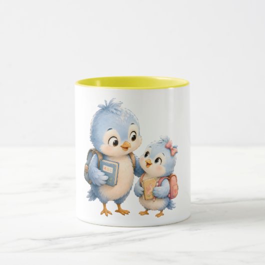 Tasse Accent Jaune Oiseaux Frères et Sœurs (Centre)