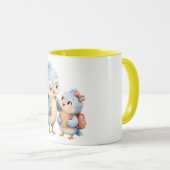 Tasse Accent Jaune Oiseaux Frères et Sœurs (Devant droit)
