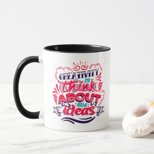 Tasse Accent Noir Motivation Nouvelles Idées Créat (Avec donut)