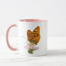 Tasse accentuelle florale papillon orange