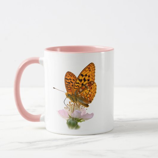 Tasse accentuelle florale papillon orange (Gauche)