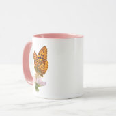Tasse accentuelle florale papillon orange (Devant gauche)