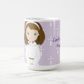 Tasse adorable de brune de fille de jour de (Centre)