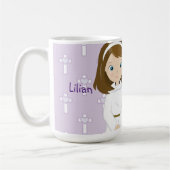 Tasse adorable de brune de fille de jour de (Gauche)