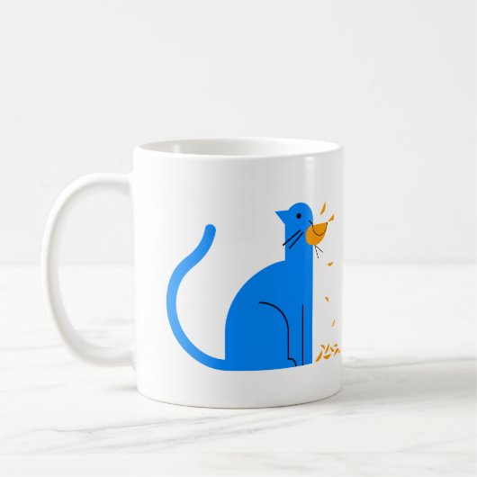 Tasse affamée du chat des femmes et de café de (Gauche)