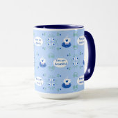 Tasse affirmations café bleu Mug (Devant droit)