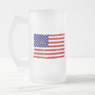 Tasse affligée en verre de drapeau américain