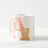 Tasse Alphabet Floral A – Tasse Initiale Ourson Mi (Devant gauche)