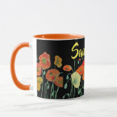 Tasse aquarelle Coquelicots orange et noir (Gauche)