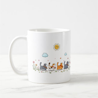 Tasse aquarelle défilé de chat floral mignon | Fan