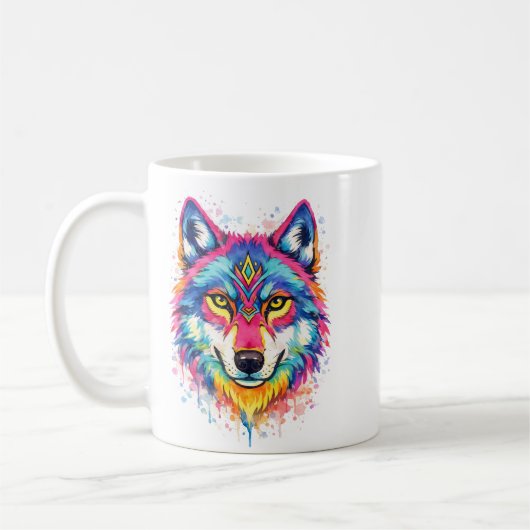 Tasse Aquarelle Holi Wolf - Bleu (Gauche)