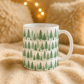 Tasse aquarelle pin forestier verdure botanique