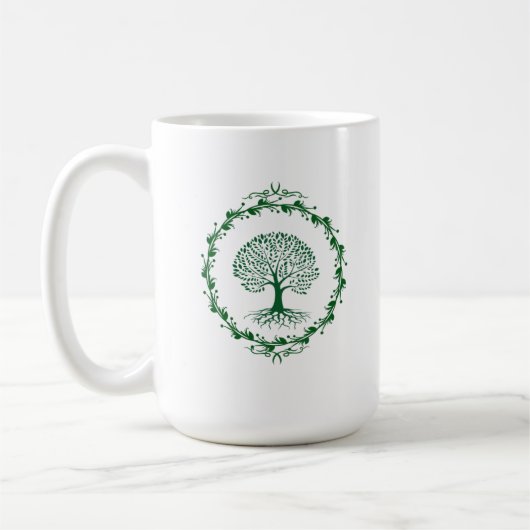 Tasse Arbre de Vie Vert Minimaliste (Gauche)