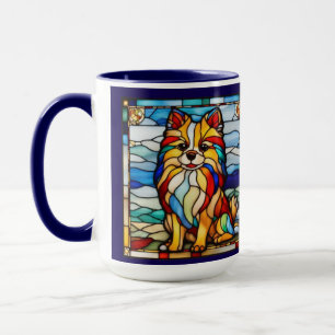 Tasse arc-en-ciel de chien Pomeranian mignon
