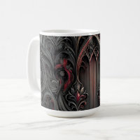 Tasse Arches Gothiques – Élégance Noire et Rouge