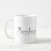 Tasse argentée des textes de zéphyr (Gauche)
