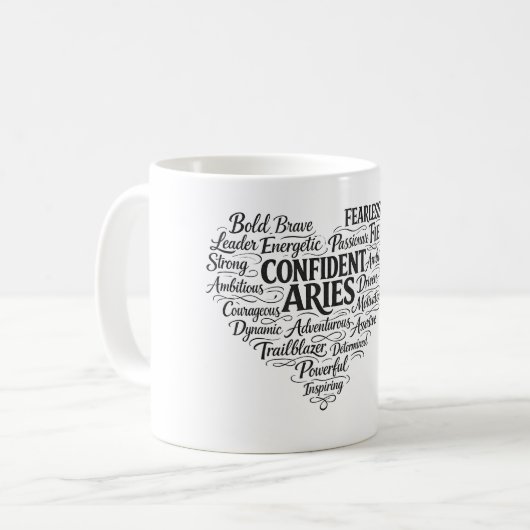Tasse Aries | Nuage de mots du zodiaque (Devant gauche)