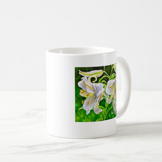 Tasse asiatique blanche de lis (Devant droit)