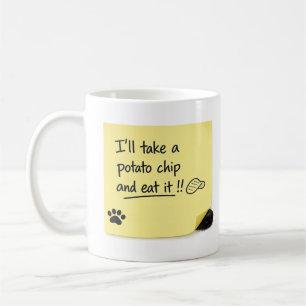 Tasse autocollante de chien de chips de pomme de t