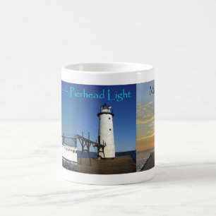 Tasse avec 3 images du phare de Manistee North Pie