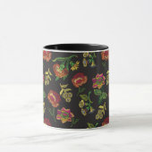 tasse avec broderie - fleurs sur fond noir (Centre)