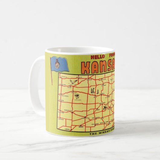 Tasse avec carte de l'État du Kansas (Devant gauche)