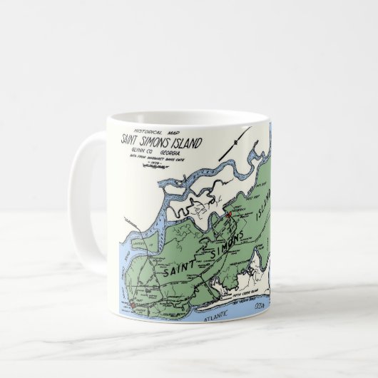 Tasse avec carte de l'île St Simons (Devant gauche)