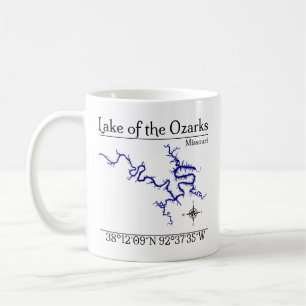Tasse avec carte détaillée du lac des Ozarks Misso