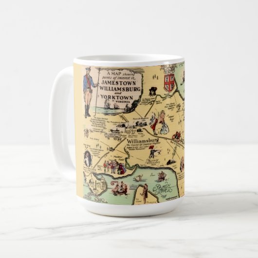Tasse avec carte historique de Williamsburg (Devant gauche)