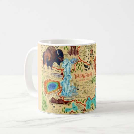 Tasse avec carte illustrée de Yellowstone (Devant gauche)