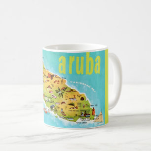 Tasse avec carte postale ancienne d'Aruba