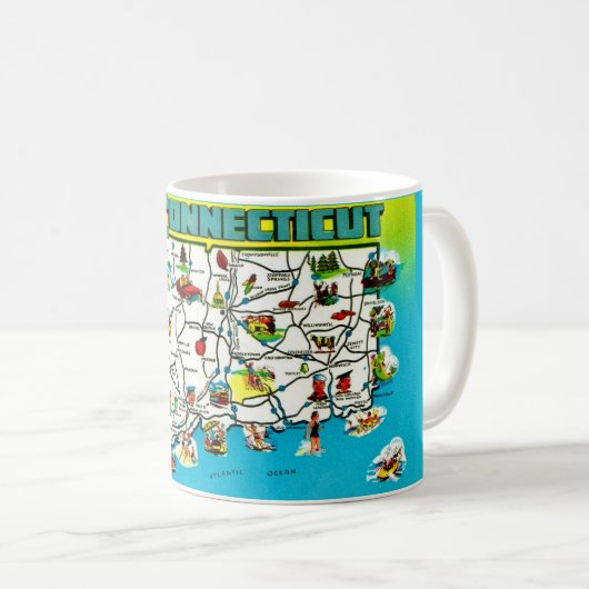 Tasse avec carte postale du Connecticut (Devant droit)