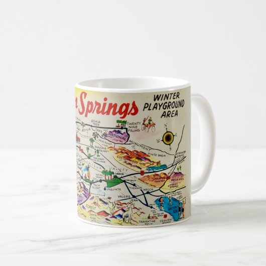Tasse avec carte rétro de Palm Springs (Devant droit)