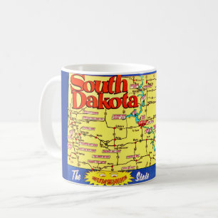 Tasse avec carte rétro du Dakota du Sud