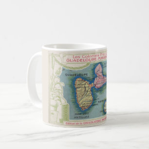 Tasse avec carte vintage de l'île de Guadeloupe