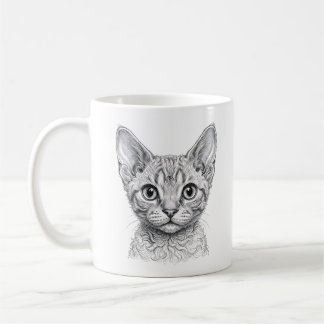 Tasse avec chaton Devon Rex - Illustration à l'enc