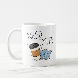 Tasse avec citation drôle de voyage sur le café