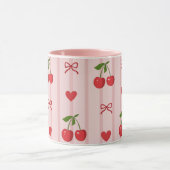 Tasse avec des rubans rouges et des cerises (Centre)